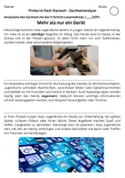 Vorschau - Arbeitsblätter - Probe im Fach Deutsch - Sachtextanalyse - Deckblatt