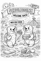 Vorschau - Mal- und Bastelvorlagen - Ausmalbilder Otter Jahr, Monate und Feste - Deckblatt