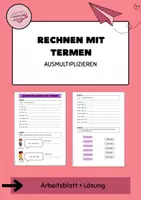 Vorschau - Arbeitsblätter - Ausmultiplizieren von Termen - Deckblatt