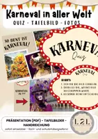 Vorschau - Präsentationen/Tafelbilder - Karneval - Foto - Quiz - Tafelbilder für die Thematisierung des Karnevals weltweit - Als Quiz zum Einstieg/ Abschluss / zwischendurch oder als Fotokartei - Deckblatt