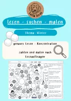 Vorschau - Arbeitsblätter - lesen - suchen - malen Winter auf Satzebene - Deckblatt