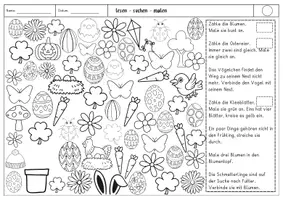 Vorschau - Arbeitsblätter - lesen - suchen - malen Frühling - Seite 1