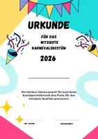 Vorschau - Text - Urkunde für Kostümwettbewerb Fasching / Karneval - Seite 1