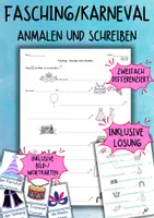 Vorschau - Arbeitsblätter - DaZ / DaF - Karneval Fasching - Arbeitsblatt (Wortschatz) - Deckblatt