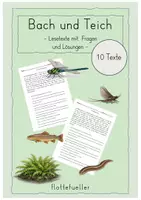 Vorschau - Arbeitsblätter - Lesetext mit Fragen: Bach und Teich - Deckblatt