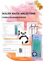Vorschau - Mal- und Bastelvorlagen - Panda im Bambuswald - Malen nach Anleitung - Deckblatt