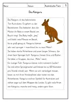 Vorschau - Arbeitsblätter - Lesen Australische Tiere - Leseverstehen - Seite 1