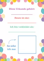 Vorschau - Arbeitsblätter - Urkunde Fasching/Karneval (Kl. 1/2) - Seite 1