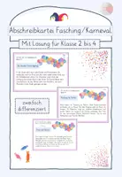 Vorschau - Stationenlernen - Abschreibkartei Fasching Karneval 2. bis 4. Klasse - Deckblatt
