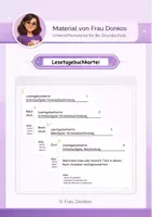 Vorschau - Aufgabenkarten - Lesetagebuchkartei - Deckblatt