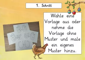 Vorschau - Mal- und Bastelvorlagen - Ostern: Kunterbunte Stelzenhühner als Ostergeschenk (Basteln) - Kunst - Kl. 3/4 - Seite 1