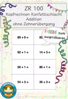 Vorschau - Arbeitsblätter - ZR 100 FREEBIE Kopfrechnen Konfettischlacht Addition ohne ZÜ - Deckblatt