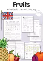 Vorschau - Arbeitsblätter - Fruits: Arbeitsblätter mit Lösung (Früchte) - Deckblatt