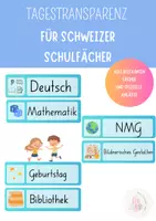 Vorschau - Bildkarten - Tagestransparenz Stundenplan - Schweizer Schulfächer (Visualisierung) - Deckblatt