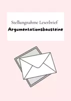 Vorschau - Arbeitsblätter - Argumentationsbausteine Stellungnahme Leserbrief - Deckblatt