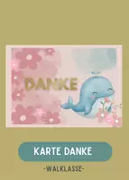 Vorschau - Mal- und Bastelvorlagen - Dankeskarte Wal | Walklasse | Dankeschön - Deckblatt