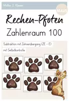 Vorschau - Stationenlernen - Rechen-Pfoten: Subtraktion mit Zehnerübergang ZR 100 (ZE - E) - Deckblatt