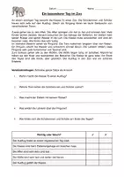 Vorschau - Arbeitsblätter - DaZ: Text Leseverständnis - Zoo - Deckblatt