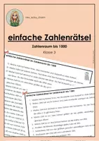 Vorschau - Arbeitsblätter - Zahlenrätsel im Zahlenraum bis 1000 - Deckblatt
