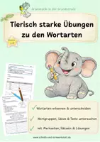 Vorschau - Arbeitsblätter - Tierisch starke Übungen zu den Wortarten - Deckblatt