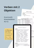 Vorschau - Unterrichtsreihen - DAF/DAZ Grammatik A1–C1 – Verben mit zwei Objekten Dativ + Akkusativ | Übungen inkl. Lösungen | Arbeitsblätter Deutsch - Deckblatt