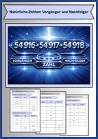 Vorschau - Arbeitsblätter - Natürliche Zahlen Vorgänger und Nachfolger - Deckblatt