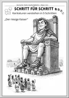 Vorschau - Arbeitsblätter - Caesar, Macht & Herrschaft – Antikes Rom: Karikaturen analysieren in 5 Schritten – Arbeitsblatt mit Methodenleitfaden, Formulierungshilfen & Musterlösung | Geschichte 5/6 - Seite 1