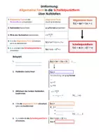 Vorschau - Arbeitsblätter - Merkzettel Allgemeine Form in Scheitelpunktform - Deckblatt