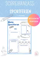 Vorschau - Arbeitsblätter - Schreibanlass Sportferien / Faschingferien: Rückblick Reflexion - Deckblatt