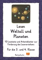 Vorschau - Arbeitsblätter - Lesen: Weltall und Planeten - Leseverstehen - Deckblatt