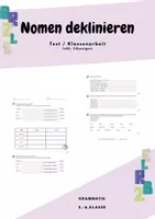 Vorschau - Test - Nomen deklinieren - Klassenarbeit / Test - Deckblatt
