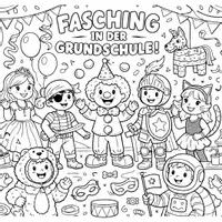 Vorschau - Mal- und Bastelvorlagen - Materialpaket Ausmalbilder Fasching Karneval - Seite 1