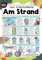 Vorschau - Aufgabenkarten - Am Strand - Lese- & Abschreibkartei - LA - Deckblatt