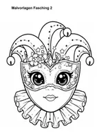 Vorschau - Mal- und Bastelvorlagen - Malvorlagen Fasching 2 venetianische Masken - Seite 1