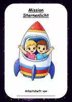 Vorschau - Bildkarten - Deckblatt "Mission Sternenlicht! - Leseheft Weltall - Deckblatt