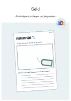 Vorschau - Arbeitsblätter - Geld : Produktpreis festlegen und begründen - Deckblatt