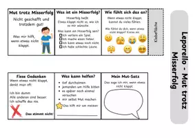 Vorschau - Mal- und Bastelvorlagen - Leporello Mut trotz Misserfolg - Seite 1