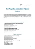 Vorschau - Arbeitsblätter - Der Junge im gestreiften Pyjama_QuizfragenBuch - Deckblatt