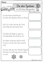 Vorschau - Mal- und Bastelvorlagen - Wintergedicht "Die drei Spatzen" von Christian Morgenstern - Seite 1