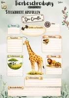 Vorschau - Unterrichtsreihen - Tierbeschreibungen: Giraffe, Steckbrief vervollständigen (5. / 6. / 7. Klasse | Deutsch | Sachunterricht | Naturwissenschaften | Kreativaufgaben) - Seite 2