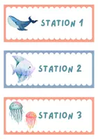 Vorschau - Stationenlernen - Stationskarten Wassertiere - Deckblatt