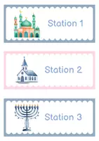 Vorschau - Stationenlernen - Stationskarten Religionen - Deckblatt
