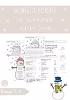 Vorschau - Mal- und Bastelvorlagen - Der Schneemann auf der Straße - Wintergedicht mit Bildkarten - Deckblatt