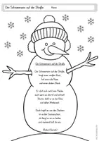 Vorschau - Mal- und Bastelvorlagen - Der Schneemann auf der Straße - Wintergedicht mit Bildkarten - Seite 2