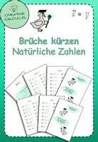 Vorschau - Arbeitsblätter - Brüche kürzen lernen: Natürliche Zahlen - Deckblatt