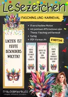Vorschau - Mal- und Bastelvorlagen - Lesezeichen für Fasching + Karneval Klasse 1 bis 6 Grundschule - Deckblatt