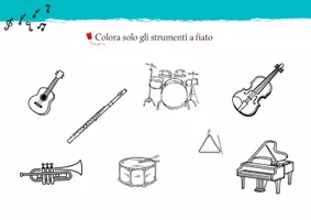 anteprima - Materiale per pittura e bricolage - Raccolta di Strumenti Musicali da colorare - Pagina 3