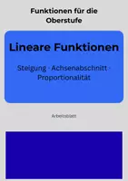 Vorschau - Arbeitsblätter - Lineare Funktionen - Steigung und Propotionalität. Übungen - Deckblatt