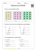 Vorschau - Arbeitsblätter - Multiplizieren und Dividieren mit großen Zahlen Klasse 4 - Seite 1