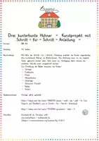 Vorschau - Mal- und Bastelvorlagen - Frühling / Kunstprojekt: Drei kunterbunte Hühner (Malen) - Kunst - Kl. 2/3 - Seite 1